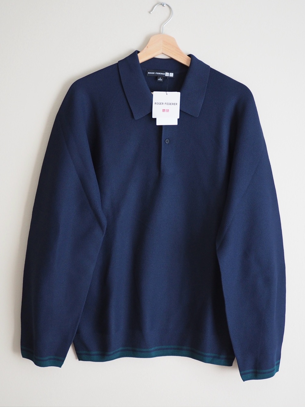 Roger Federer pullover knit Uniqlo long sleeve polo size small